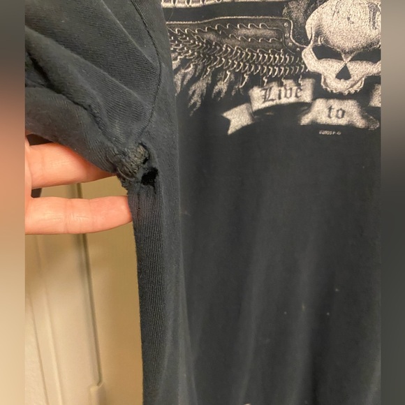 Harley Davidson skull perfectly distressed thrashed tee 2005 vintage y2k - Picture 2 of 7